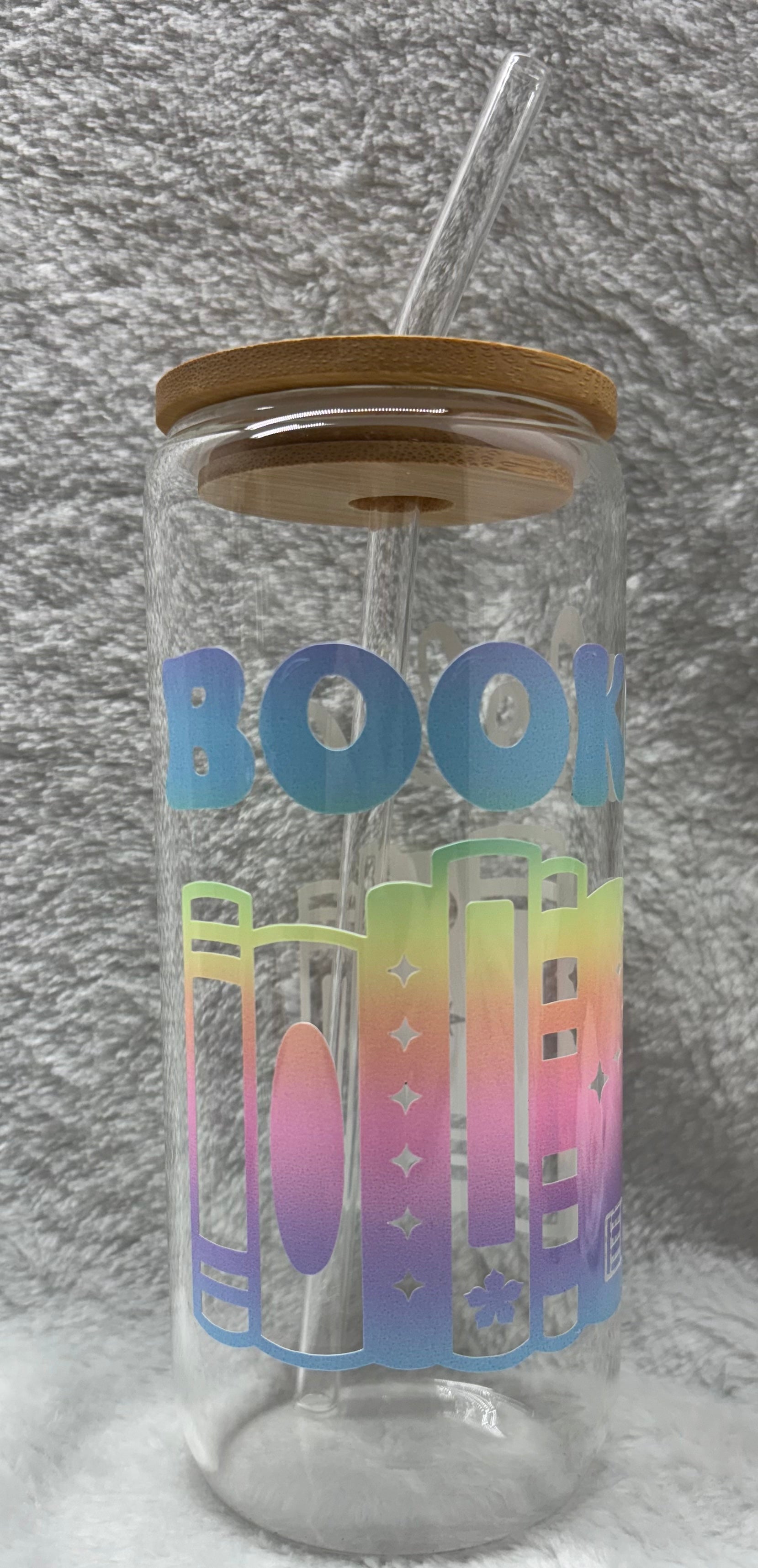 Books Themed Cup with Straw Drinkware