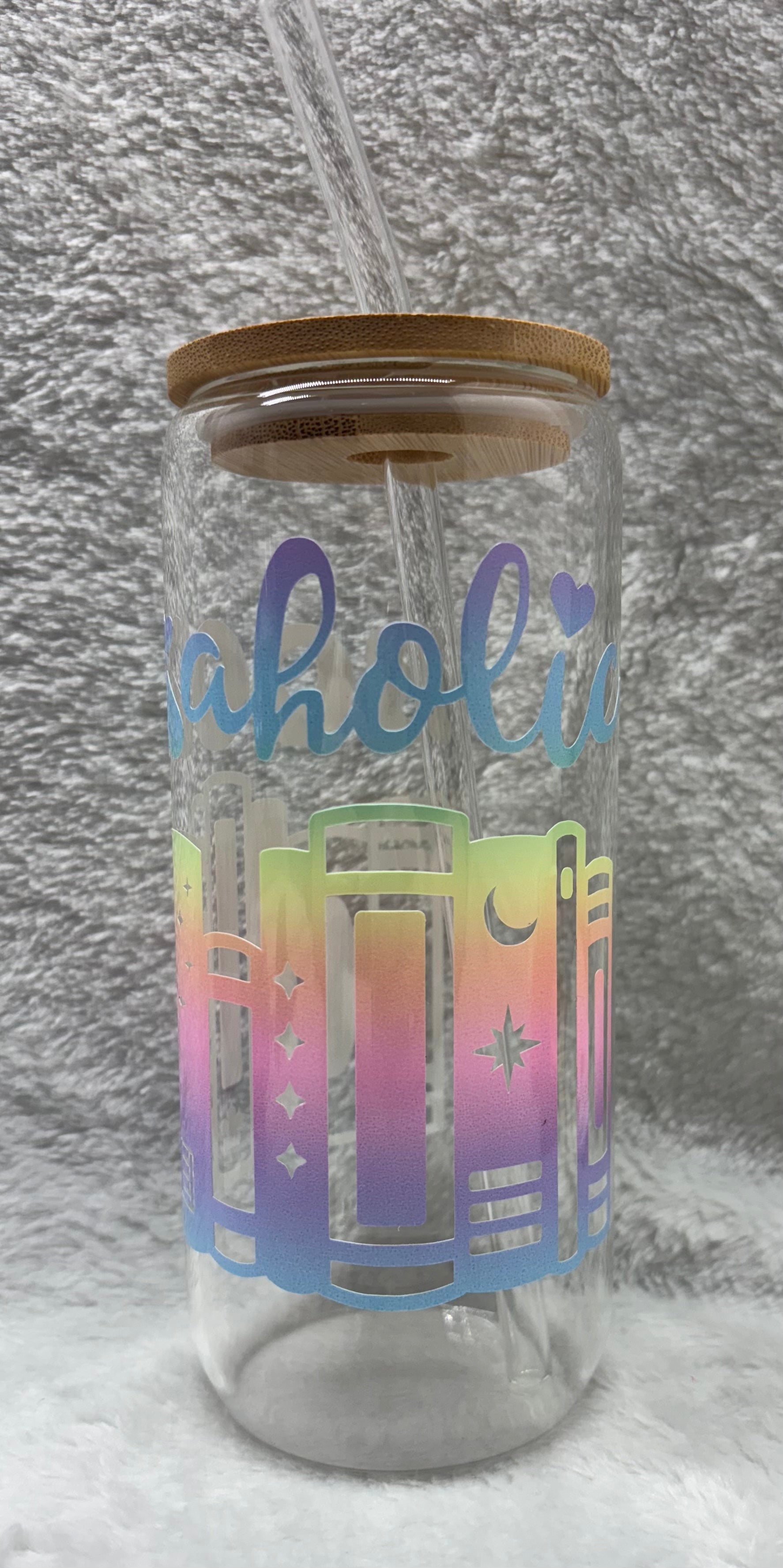 Books Themed Cup with Straw Drinkware