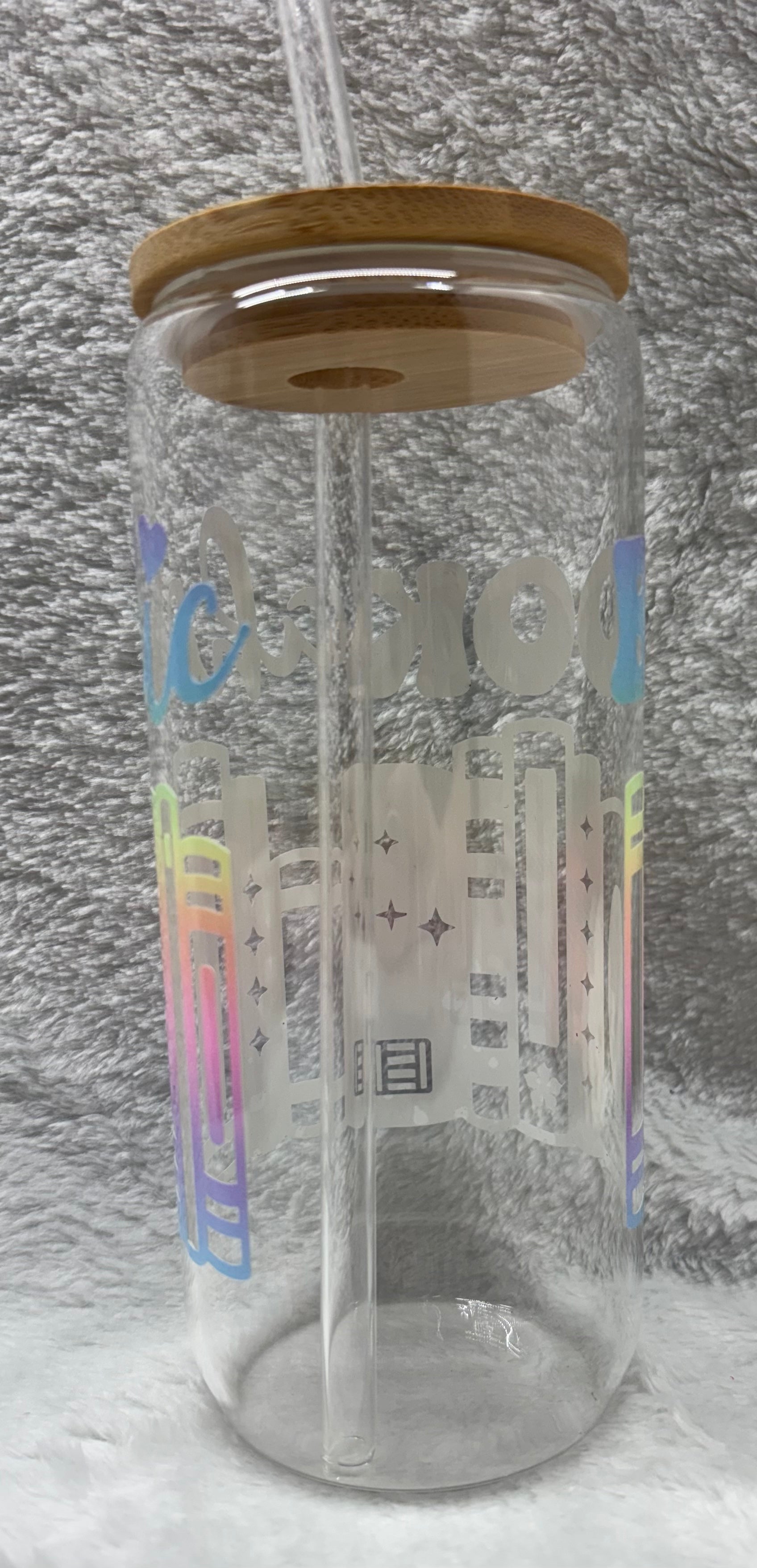 Books Themed Cup with Straw Drinkware