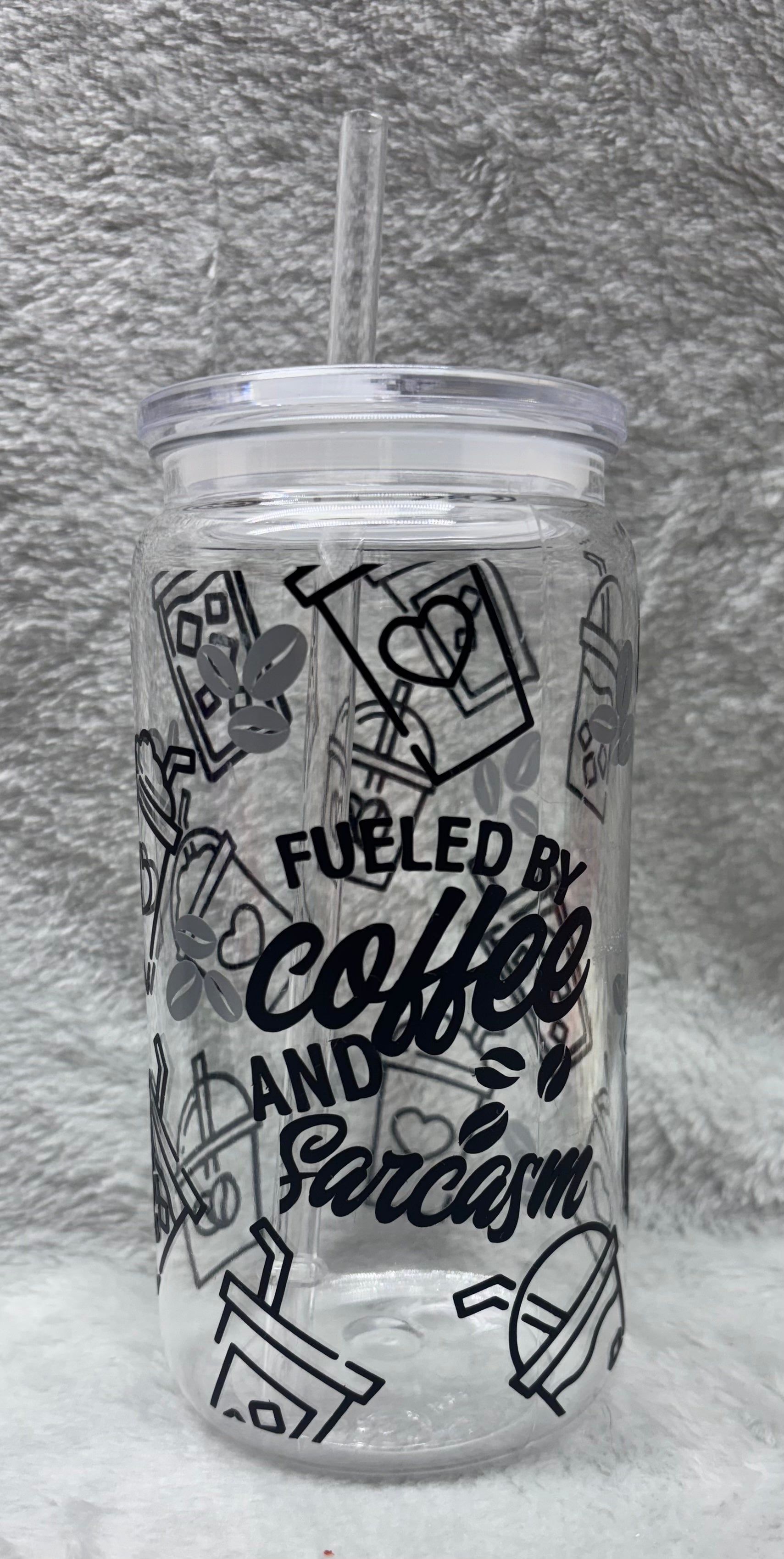 Coffee & Sarcasm Cup with Straw Drinkware